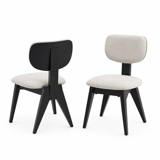 Esszimmerstuhl Set Holz Polyester Beige Schwarz 45x50x80cm