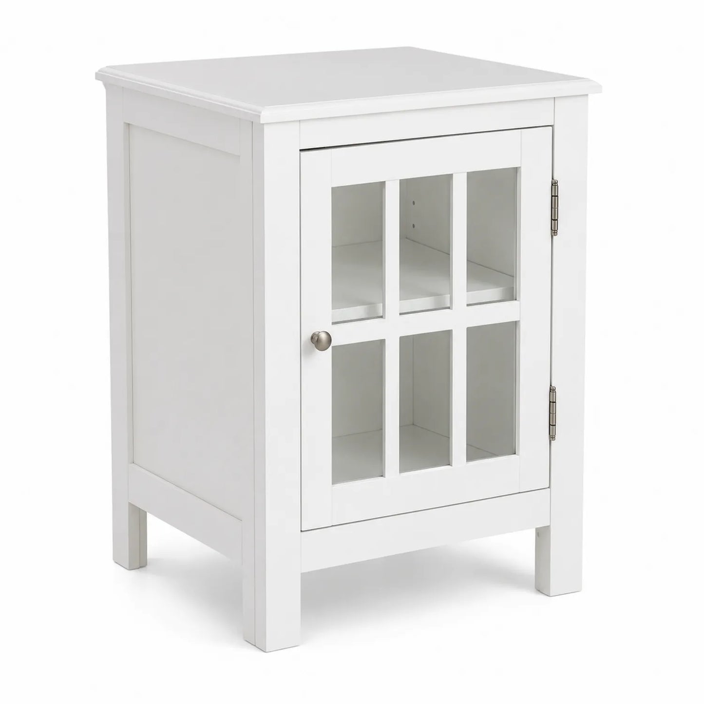 Weißer Holzschrank mit Glastür, 80 cm