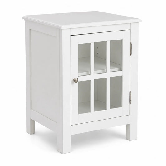 Weißer Holzschrank mit Glastür, 80 cm