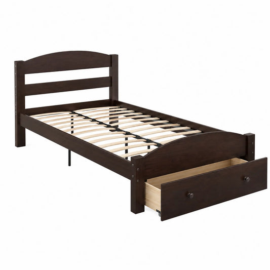 Einzelbett aus Holz mit Schublade Dunkelbraun 200x90 cm