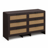 Holzkommode mit Rattan-Fronten, 6 Schubladen, 120x75x40 cm