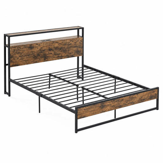 Metallbett mit Holzoptik Kopfteil 140x200cm