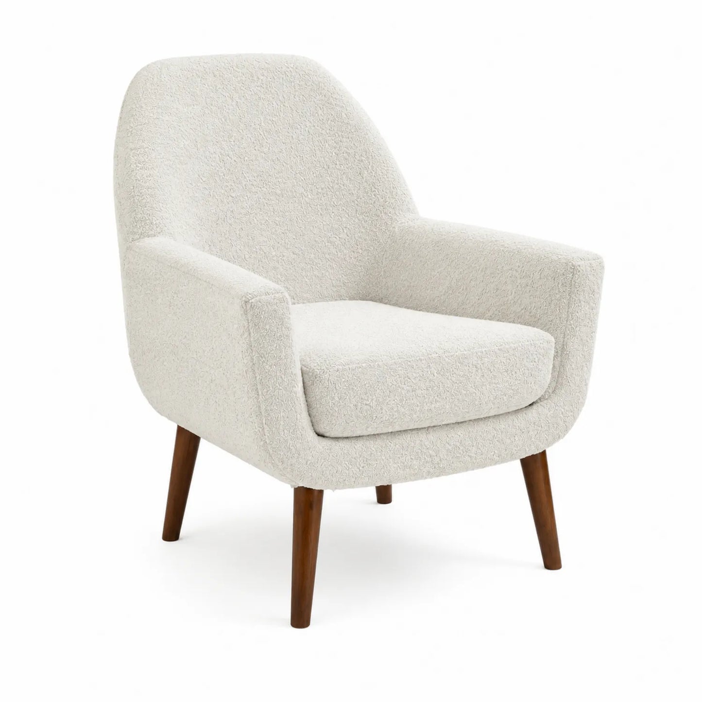 Sessel aus Polyester mit Holzbeinen Cremeweiß