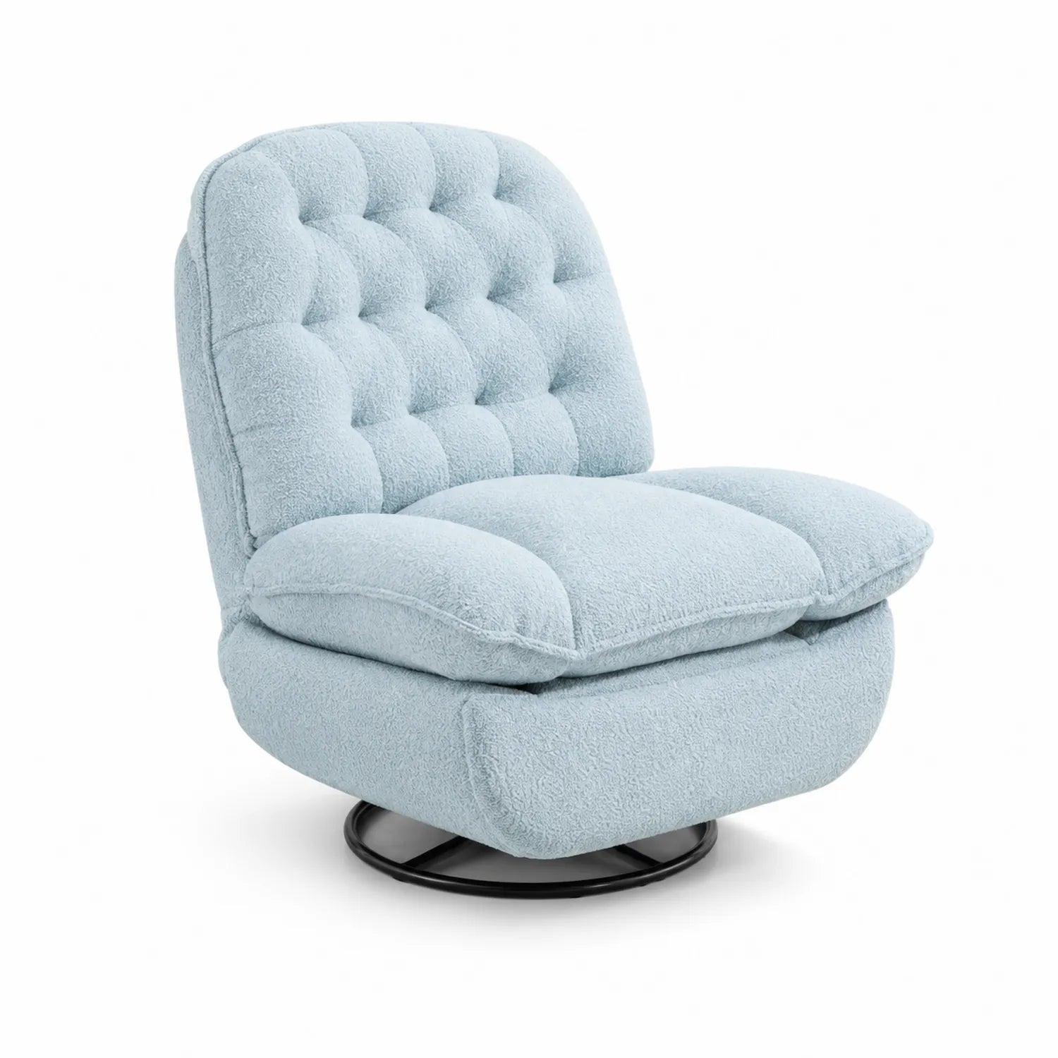 Drehbarer Polstersessel Hellblau 80x70x90 cm Polyester Metall